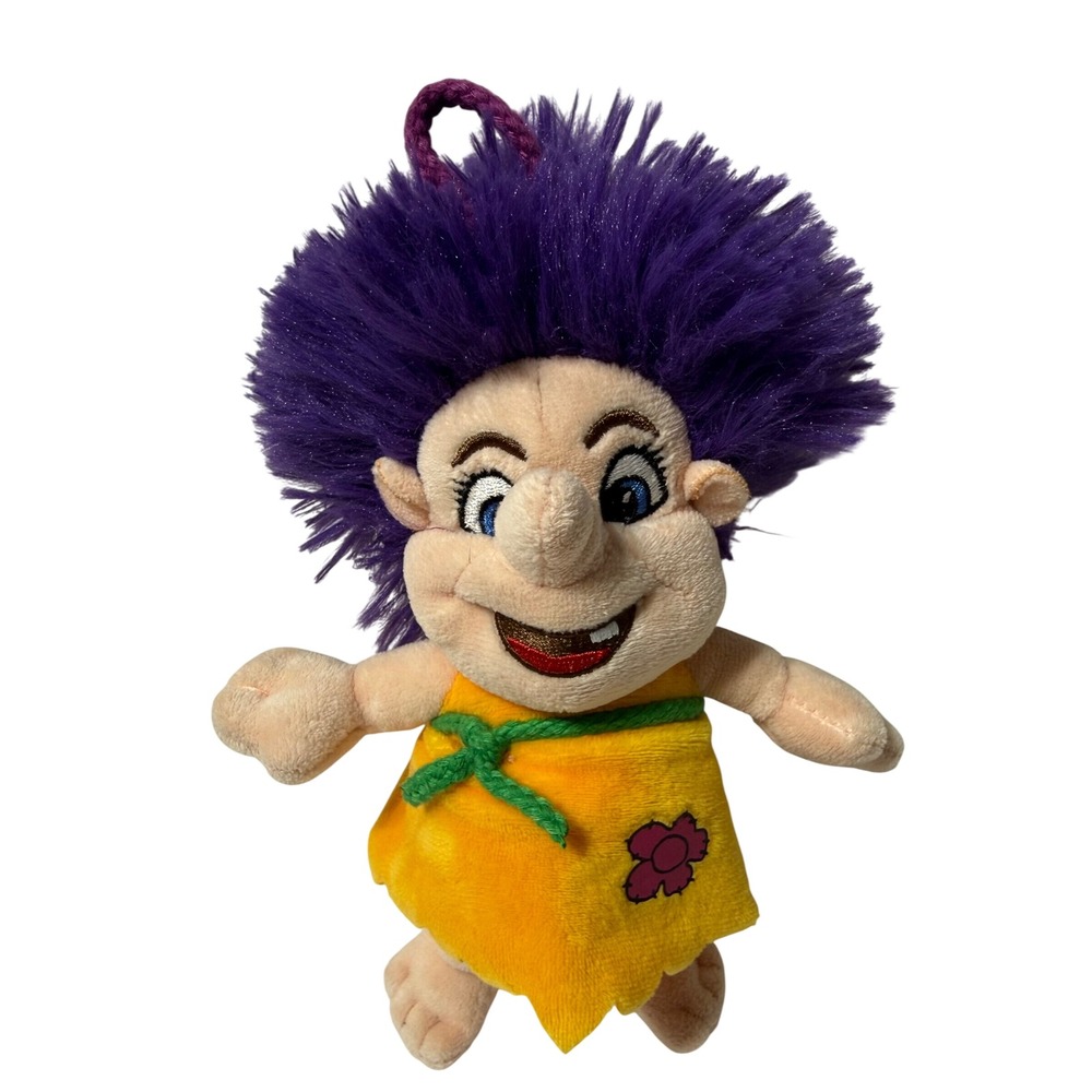 Nord Suvenir Kidz of Norway Plush Girl Troll Purple Hair Yellow Dress 8 Inch